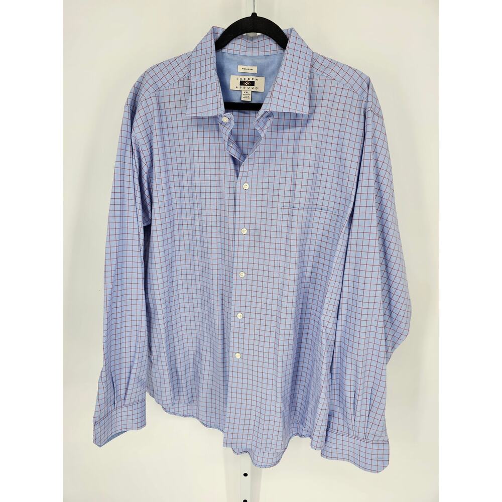 Joseph Abboud Men's Purple Check Cotton Long Sleeve Dress Shirt Size XXL